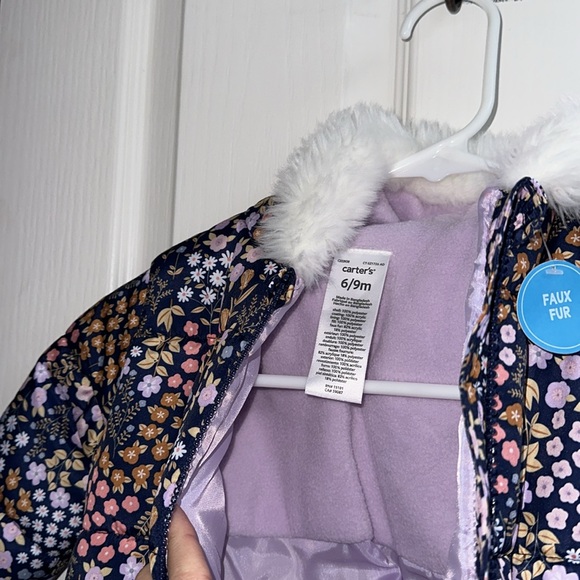 NWT Carters Brand Hooded Snow Suit Floral Size 6-9 Months - Picture 8 of 8
